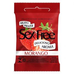Preservativo Lubrificado Aroma Morango Sex Free 3un - 04579
